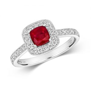 18KT 32 Diamonds 0.32ct 1 Ruby 0.82ct 2.59g