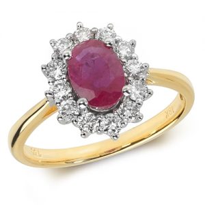 18KT 12 Diamonds 0.42ct 1 Ruby 1.03ct 3.10g