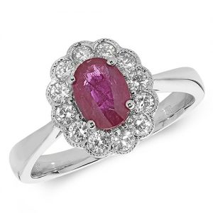 18KT 12 Diamonds 0.41ct 1 Ruby 1.00ct 3.40g